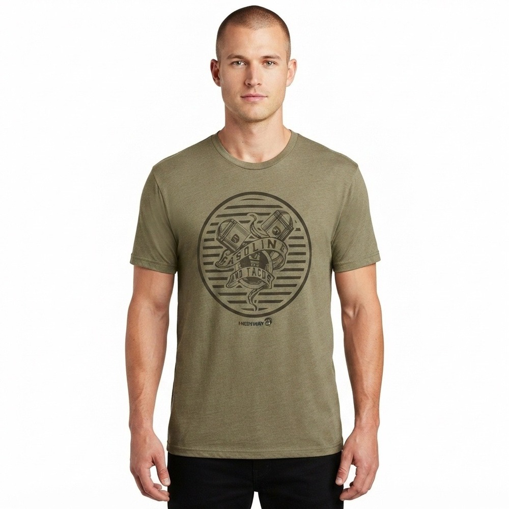 Highway 21 Shirt Mens XL Gasoline and Tacos Graphic Tee Military Green